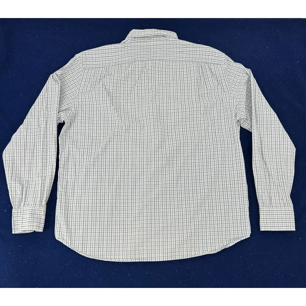 J Crew Shirt Men XL Gray White Plaid Button Down Washed‎ Casual Tailored Fit